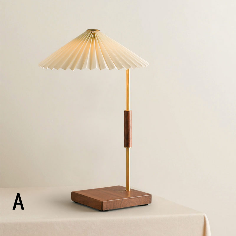Classic Black Walnut Umbrella Shaped Table Lamp