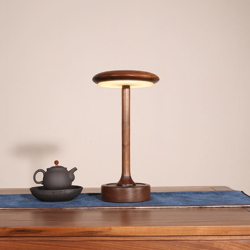 Classic Black Walnut Usb Table Lamp