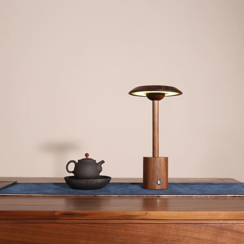 Classic Black Walnut Usb Table Lamp
