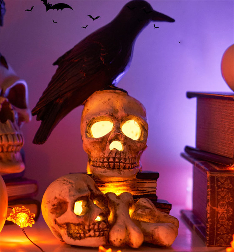 Halloween Skull And Crow Decorative Ornaments, Amazing Night Light