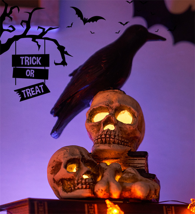 Halloween Skull And Crow Decorative Ornaments, Amazing Night Light