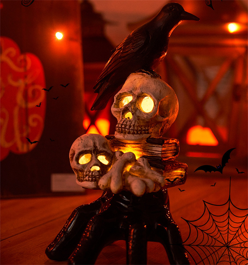 Halloween Skull And Crow Decorative Ornaments, Amazing Night Light