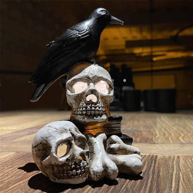 Halloween Skull And Crow Decorative Ornaments, Amazing Night Light