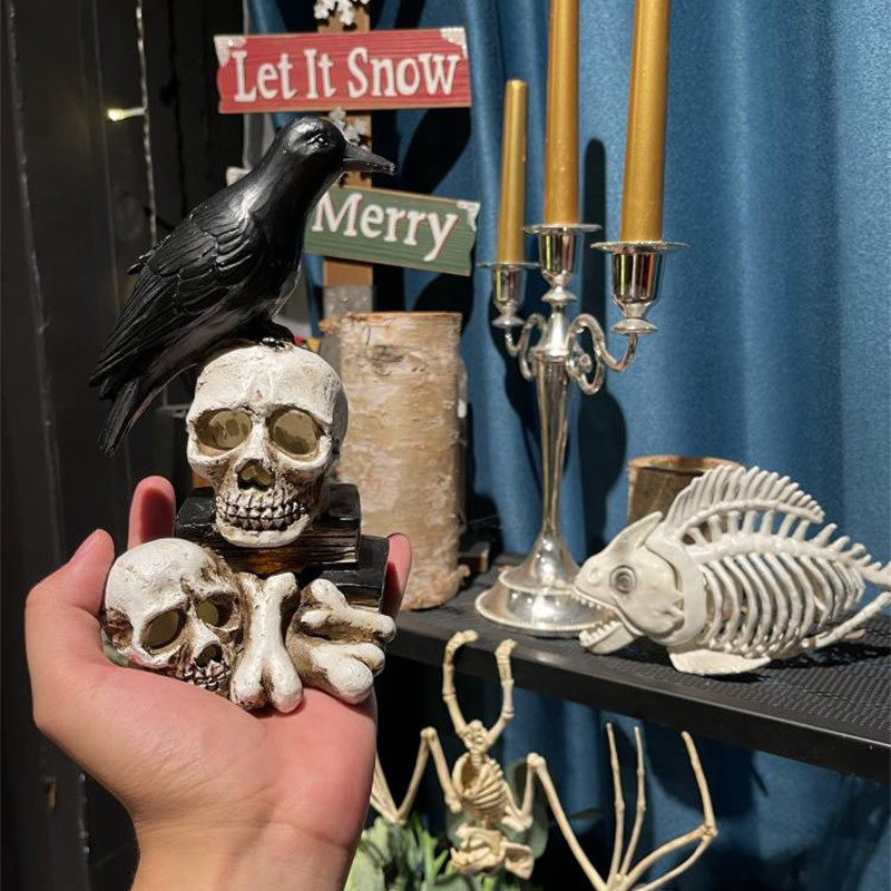 Halloween Skull And Crow Decorative Ornaments, Amazing Night Light