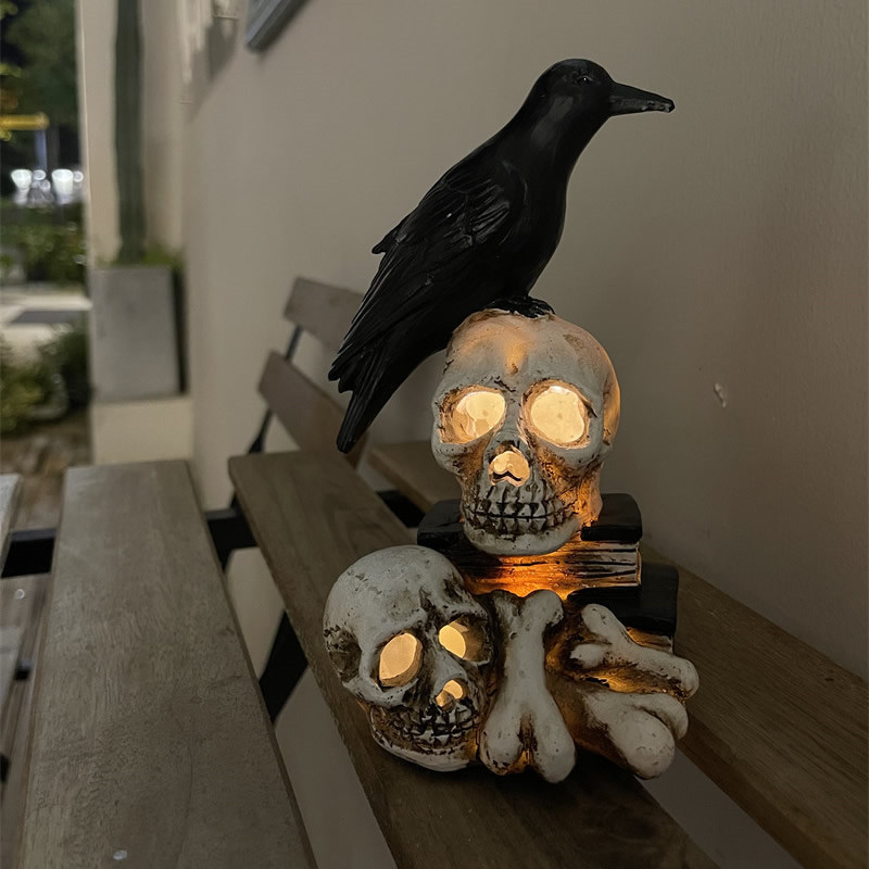 Halloween Skull And Crow Decorative Ornaments, Amazing Night Light