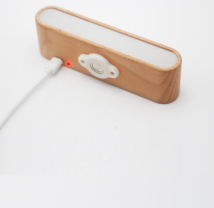 Wall-Mounted Wooden Bedside Rechargeable Lamp