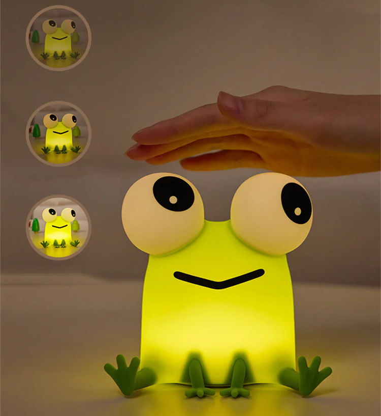 Cute Frog Silicone Night Light With Phone Stand,Nursery Lamp For Kids Bedroom Decor