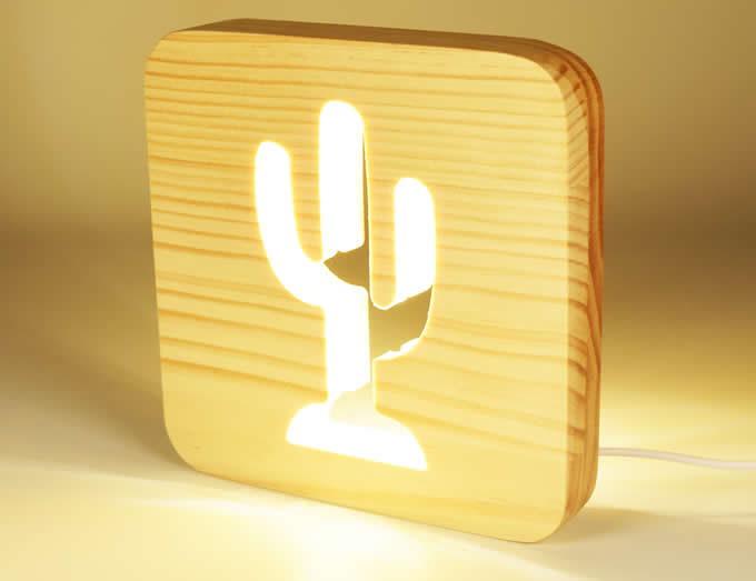 Creative Wooden Wood USB Led Decorative Night Light 