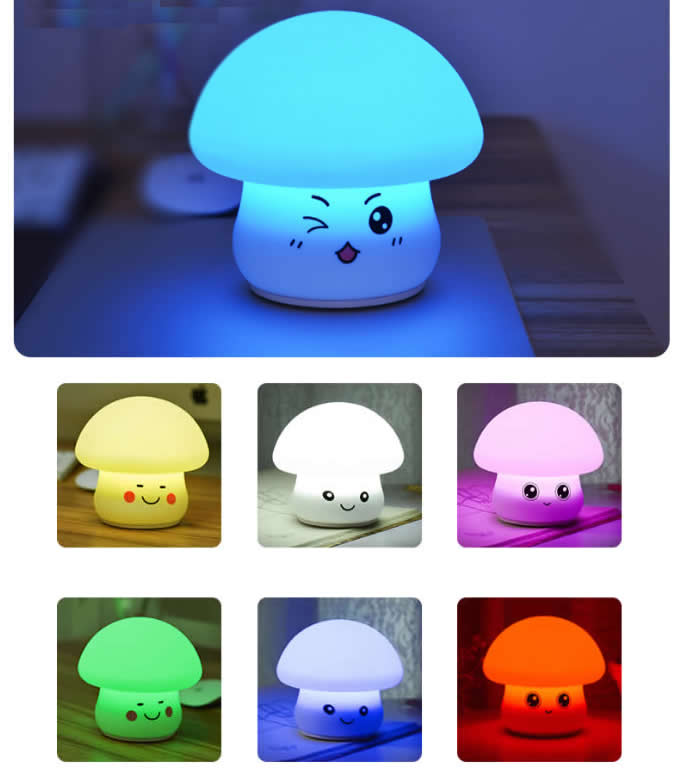 Cute Mushroom USB Rechargeable Children Night Light