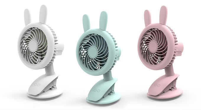   Cute Rabbit Bear Clip On  Mini- Fans With LED Night-Light 