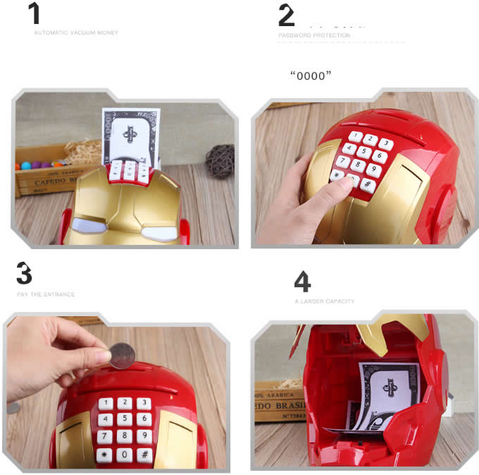   Talking Iron Man Mask LED Night Light With Piggy Bank