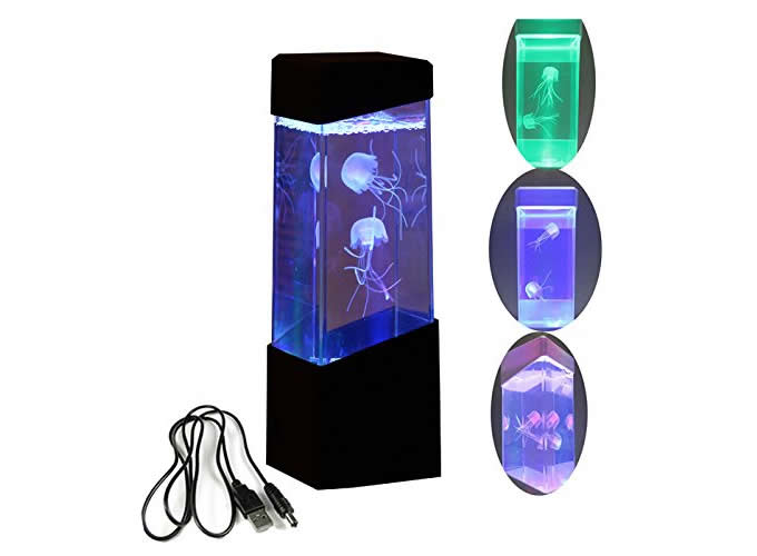 Led Mini Desk jellyfish Fish Aquarium Lamp