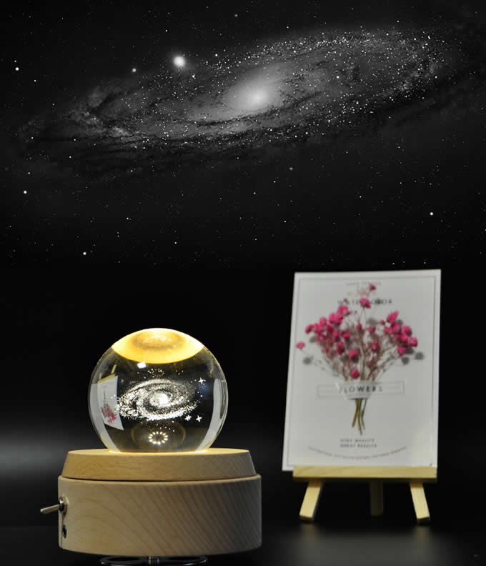  Modern Home Decoration Crystal Ball Music Box With 360 Degree Rotation Base