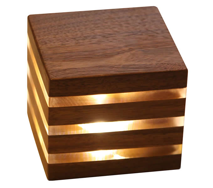  Modern Style Rechargeable Wooden Cube Table Lamp  