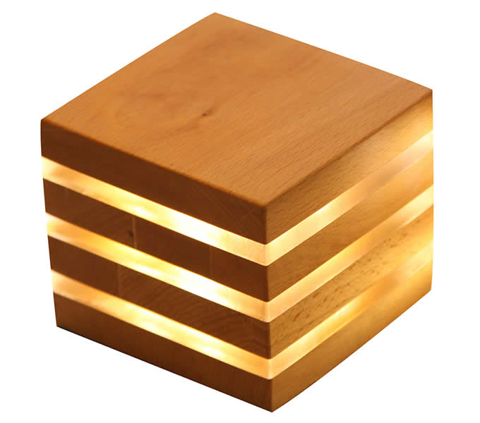  Modern Style Rechargeable Wooden Cube Table Lamp  