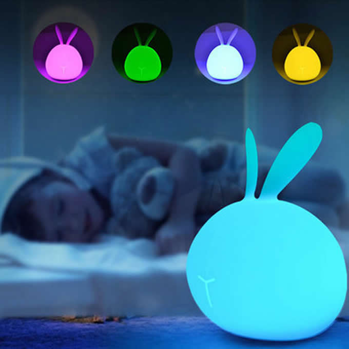  Silicone LED Rabbit  Bunny Sensor Touch Night Light