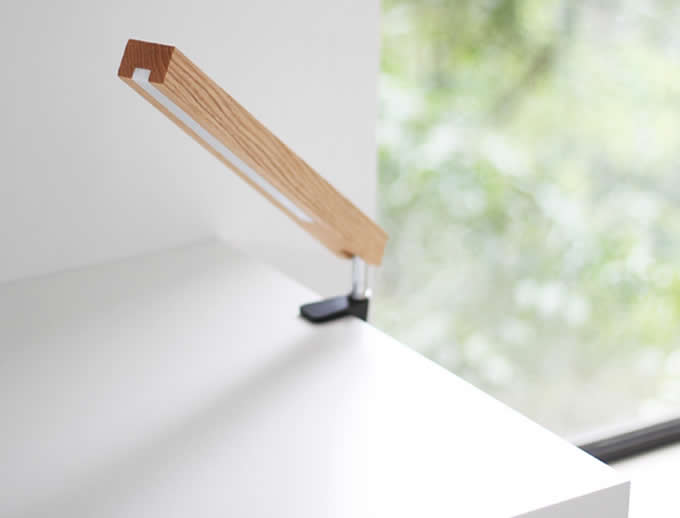 Solid Wood Clip-on Table LED Lamp