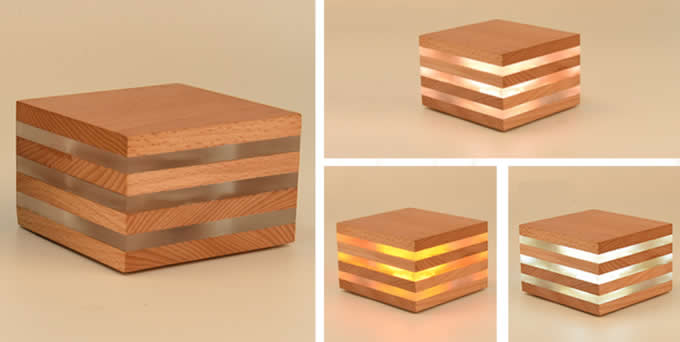 Wooden USB Mini Cube Table Lamp