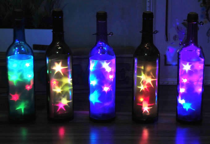 USB Operated  String Lights in Glass Bottle