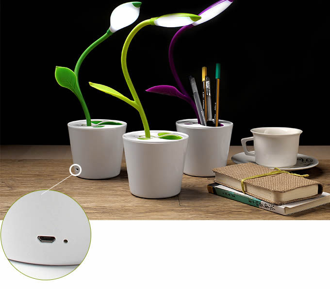  USB  Rechargeable  Flower Pot Night Light 