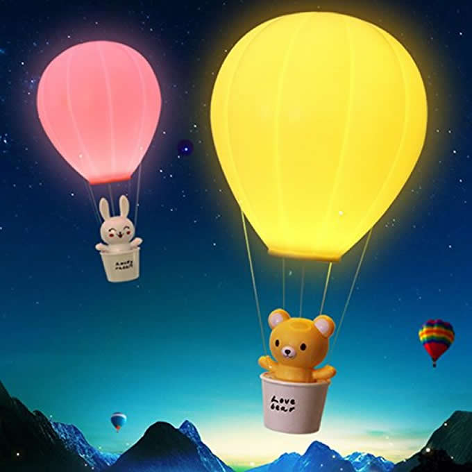 USB Rechargeable Hot Air Balloon LED Night Light with Wireless Remote Control