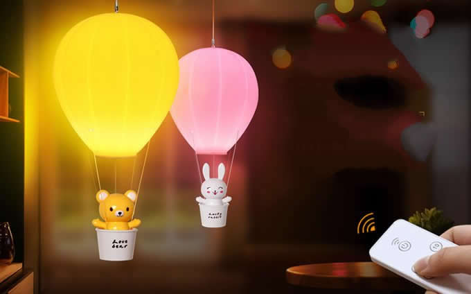 USB Rechargeable Hot Air Balloon LED Night Light with Wireless Remote Control