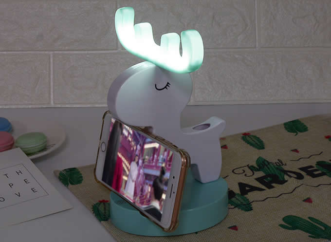 Wooden Deer Led Night Light Cell Phone Stand Holder  Eyeglass Holder / Spectacle Display Stand