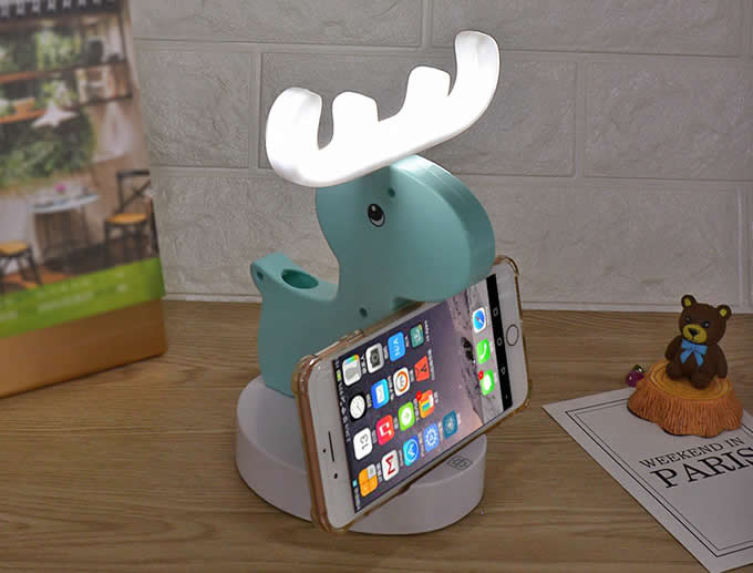 Wooden Deer Led Night Light Cell Phone Stand Holder  Eyeglass Holder / Spectacle Display Stand