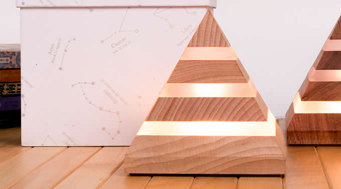 Wooden  Pyramid USB  Desk lamp 