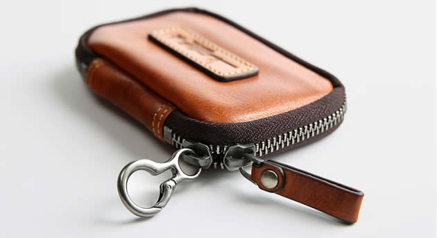 Classic Easy To Carry Handmade Leather Cowhide Key Bank Card Organizer Small Wallet