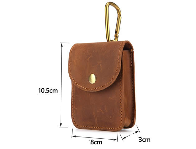 Classic Outdoor Men's Cowhide Leather Waist Pack Cigarette Storage Bag