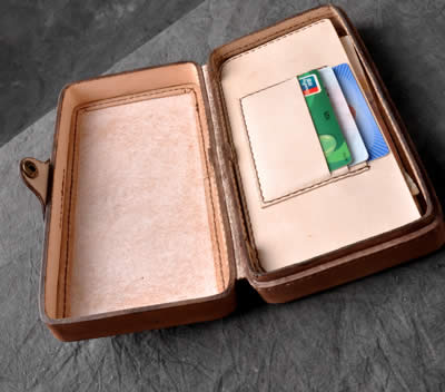 Classic Top Layer Cowhide Mini Suitcase Bank Card Organizer Wallet Pencil Case Storage Bag