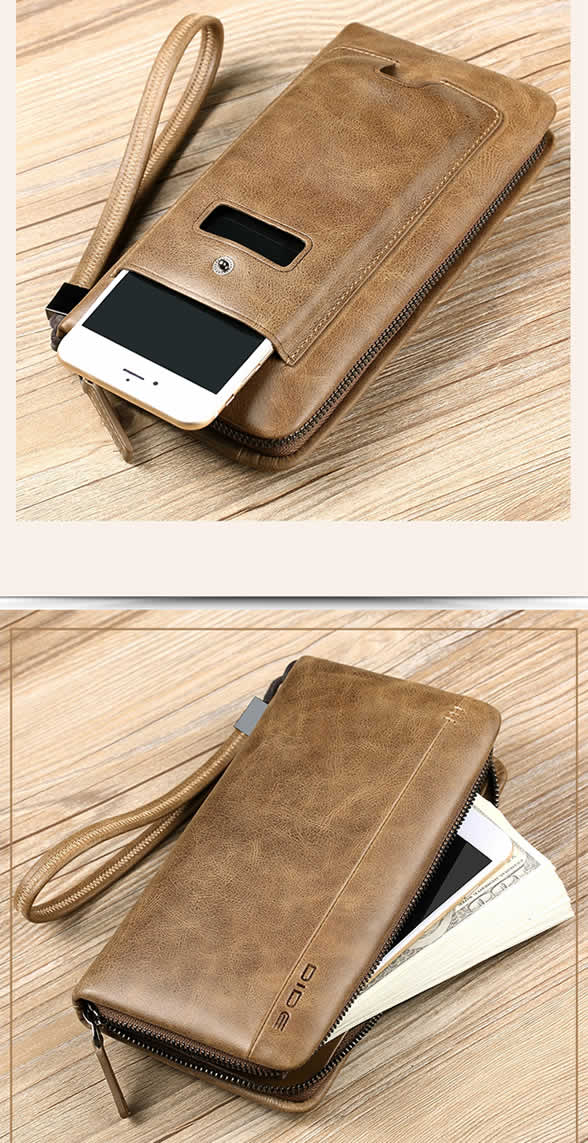 Classic leather handbag fashion mobile phone bag Large capacity cowhide wallet