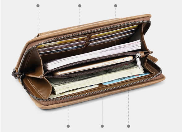 Classic leather handbag fashion mobile phone bag Large capacity cowhide wallet