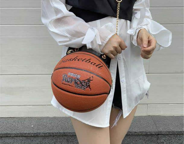 Basketball Shaped Round Shoulder Bag Handbag, Women Ball Shape