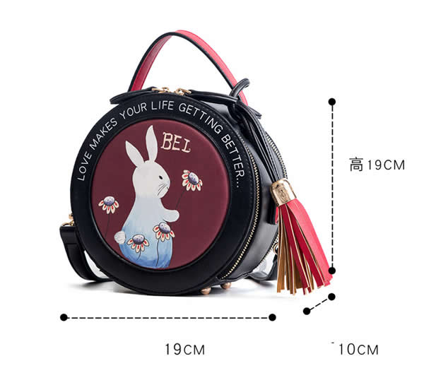 Cute Cartoon Rabbit Round Handbag Shoulder Bag