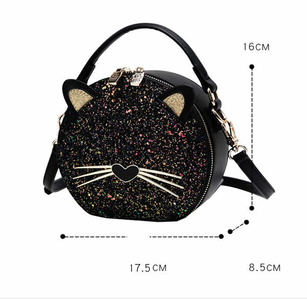 Cute Cute bearded cartoon cat girl handbag shoulder bag