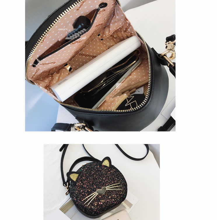 Cute Cute bearded cartoon cat girl handbag shoulder bag