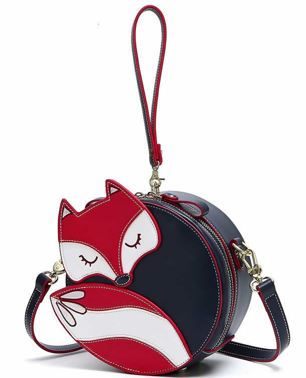 Cute cartoon little fox girl travel round shoulder bag