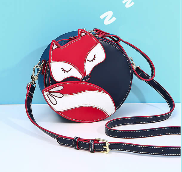 Cute cartoon little fox girl travel round shoulder bag