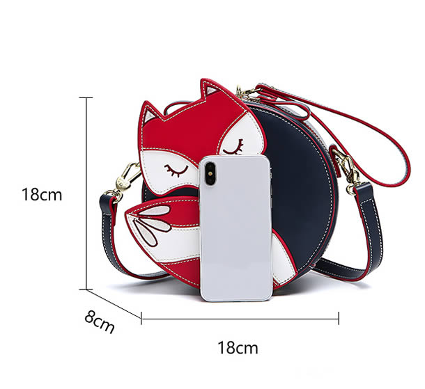 Cute cartoon little fox girl travel round shoulder bag