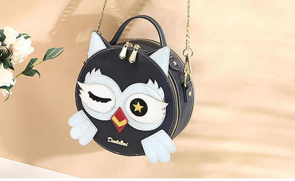 Fashion cute cartoon owl round handbag shoulder bag
