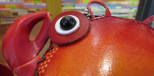 Fun red crayfish handmade leather coin purse