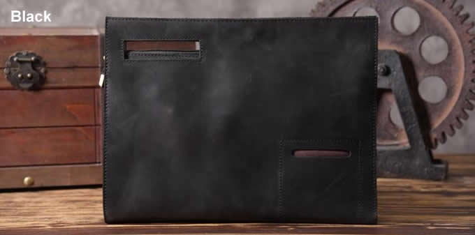  Fashion Genuine Leather Business Portfolio Briefcase A4 Paper File Document Organizer 