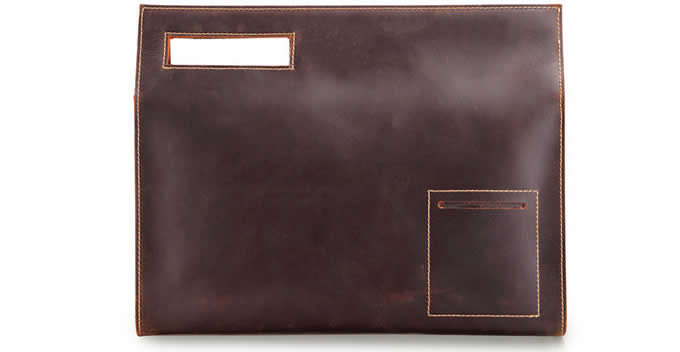 Genuine Leather Business Portfolio Briefcase A4 Paper File Document Organizer