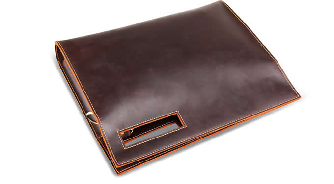 Genuine Leather Business Portfolio Briefcase A4 Paper File Document Organizer