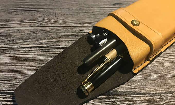  Genuine Leather Pen Case Holder Pouch Bag for Pen Pencil Ballpoint Pen    