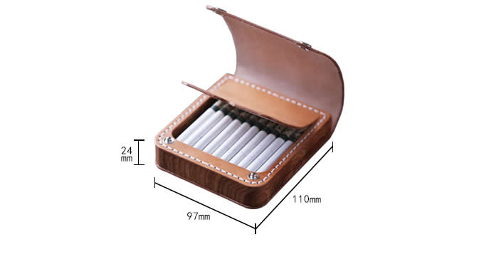  Genuine Leather&Wooden Cigarette Case