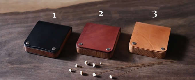  Genuine Leather&Wooden Cigarette Case