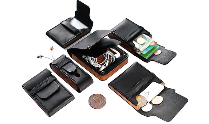  Handmade Genuine Leather&Wooden Business Name Card Holder Wallet Credit card ID Case / Holder